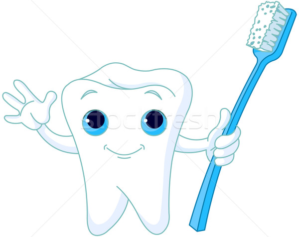Mosoly fogakkal rajz fog karakter tart fogkefe Stock fotó © Dazdraperma