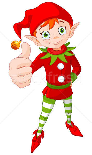 Daumen up Weihnachten elf Illustration cute Stock foto © Dazdraperma