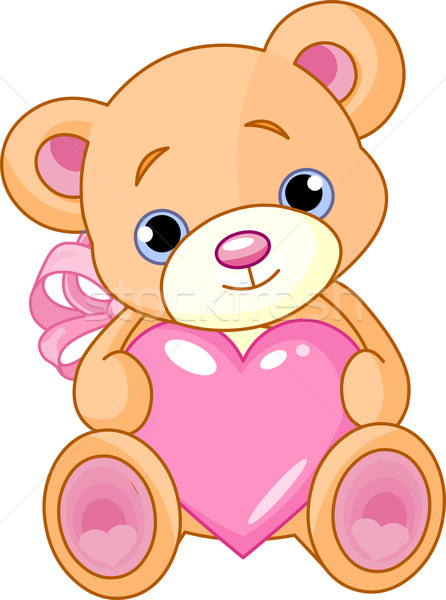 Tragen Herz Illustration cute wenig Teddybär Stock foto © Dazdraperma