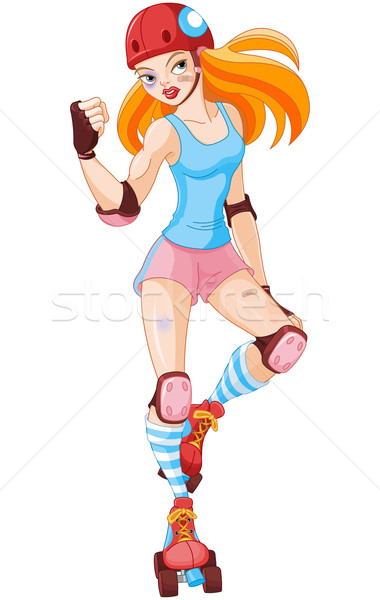 Derbi lány illusztráció aranyos jókedv korcsolya Stock fotó © Dazdraperma