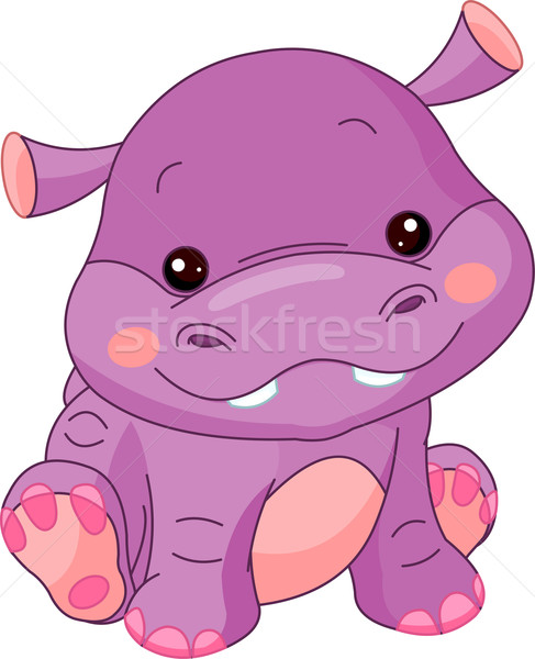 Diversión zoológico hipopótamo ilustración cute bebé Foto stock © Dazdraperma
