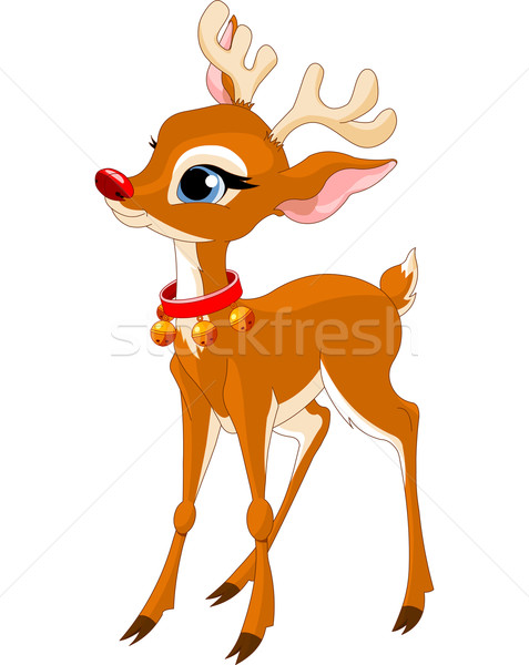 Cute christmas rendier illustratie Rood kaart Stockfoto © Dazdraperma