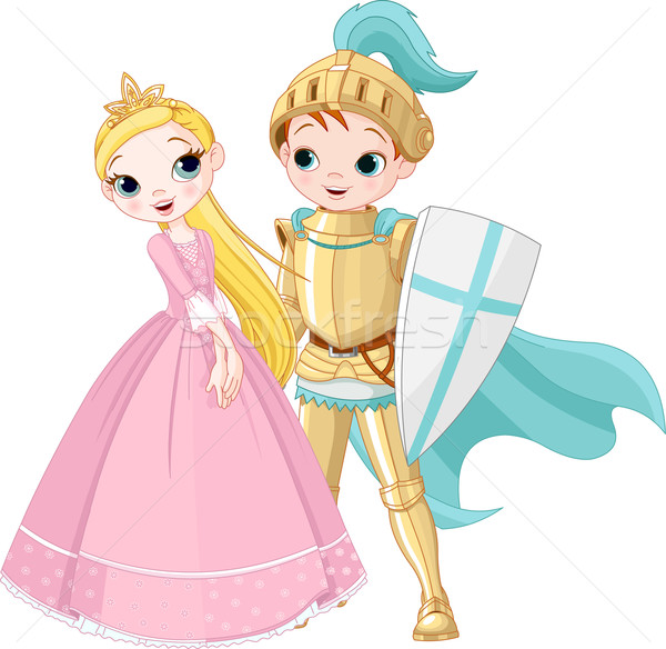 Cavaler prinţesă desen animat ilustrare dragoste cuplu Imagine de stoc © Dazdraperma
