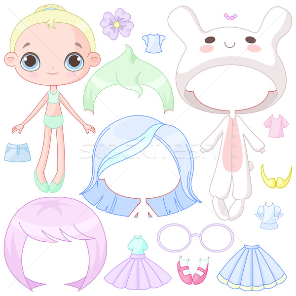 Dress up doll vector illustration © Dazdraperma (#7028553)