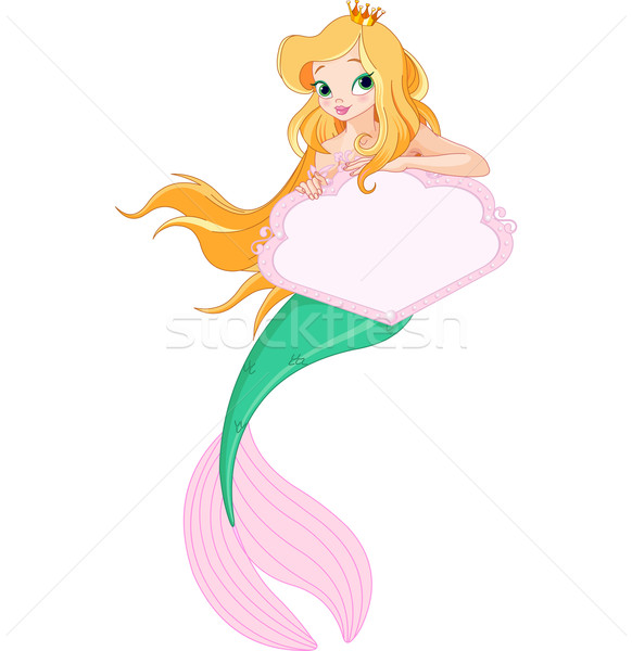 Cute Mermaid holding sign Stock photo © Dazdraperma