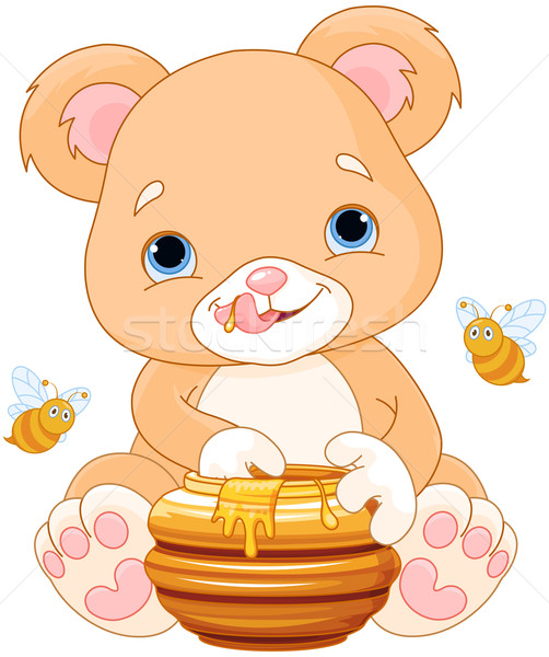 插圖 可愛 食品 / illustration of cute bear eats honey