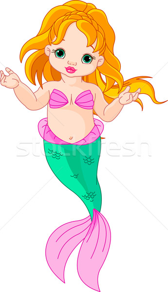 Sirena ilustrare drăguţ copil fată Imagine de stoc © Dazdraperma