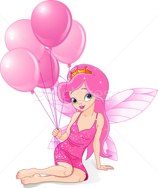 Verjaardag fairy aanbiddelijk bos ballonnen engel Stockfoto © Dazdraperma