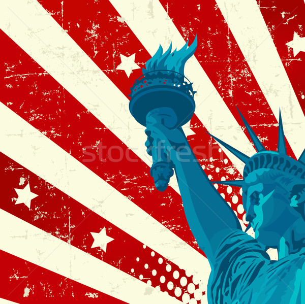 Standbeeld vrijheid grunge Amerikaanse vlag Stockfoto © Dazdraperma
