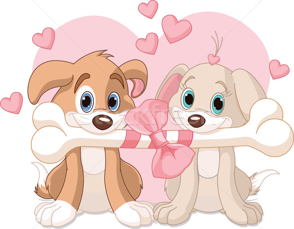 Twee Valentijn honden ingericht bot Stockfoto © Dazdraperma