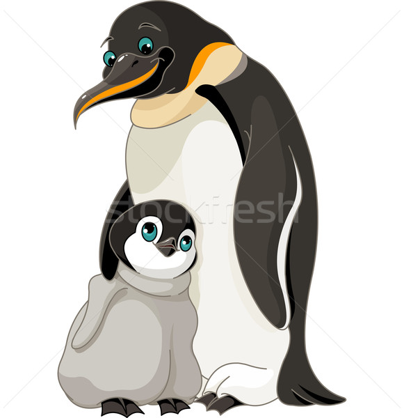 Emperador pingüino Chick adulto familia amor Foto stock © Dazdraperma