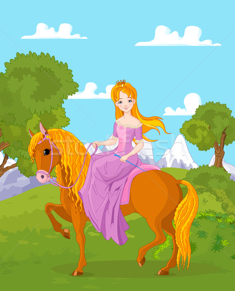 Принцесса верховая езда лошади иллюстрация красивой женщины Сток-фото © Dazdraperma