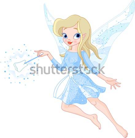 Cute Tooth Fairy flying with Tooth Stock photo © Dazdraperma