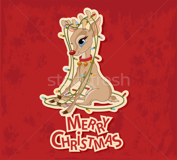 Christmas Reindeer Tangled in Garland Stock photo © Dazdraperma