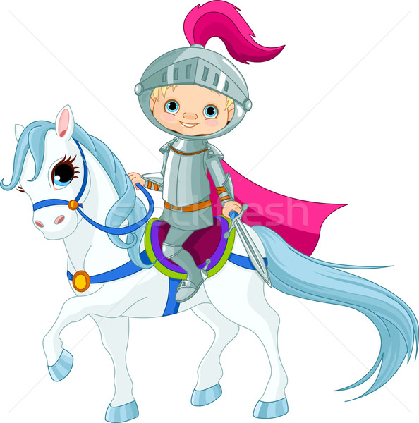 Cavaler cal curajos calarie artă băiat Imagine de stoc © Dazdraperma