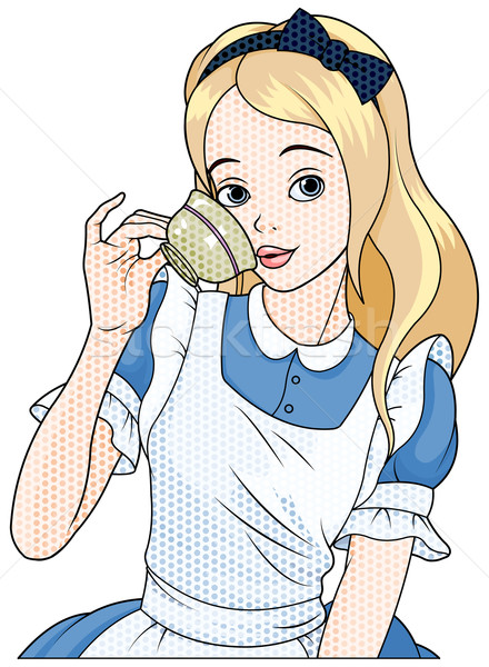 Comic stile Alice Takes Tea Cup Stock photo © Dazdraperma