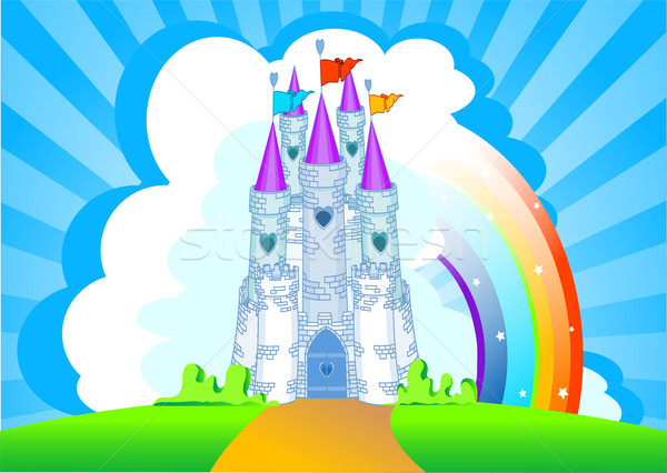Magie kasteel sprookje prinses hemel Stockfoto © Dazdraperma