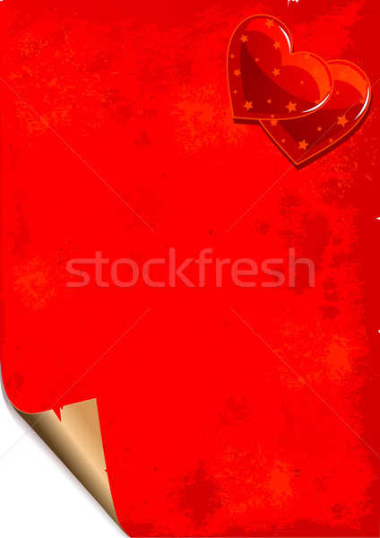 Valentijn papier grunge gekruld hoek harten Stockfoto © Dazdraperma
