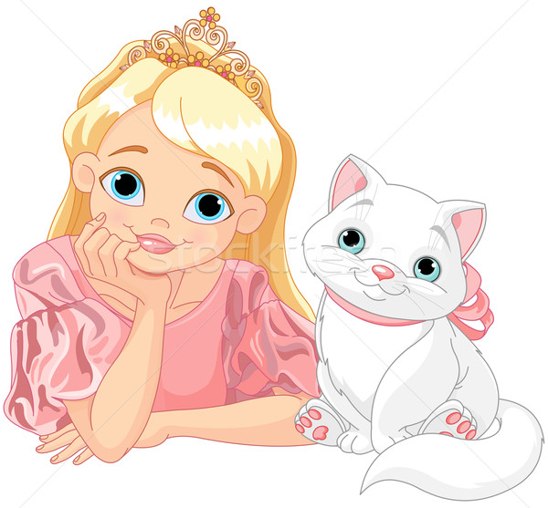 Princesse chat conte de fées baiser blanche amour [[stock_photo]] © Dazdraperma