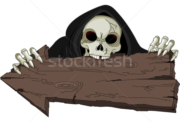 Halloween grimmig afschuwelijk hout teken dode Stockfoto © Dazdraperma