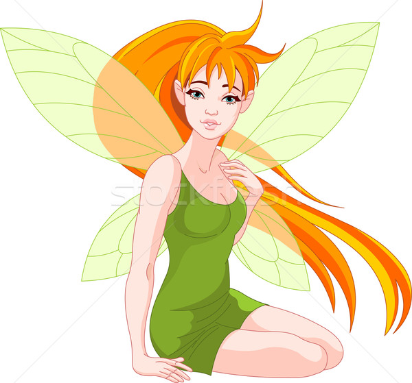 Jonge fairy illustratie vergadering vrouw boek Stockfoto © Dazdraperma