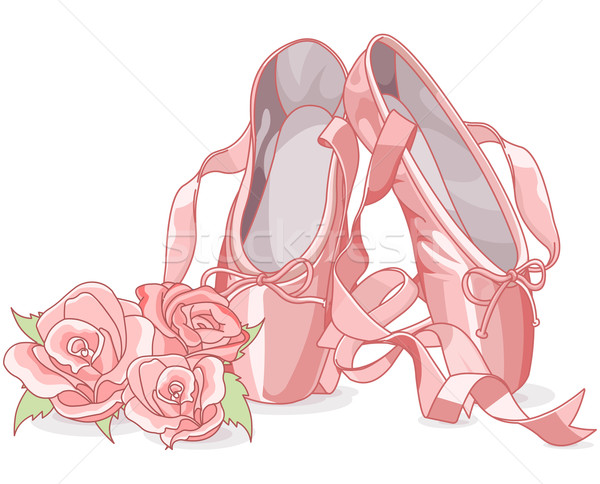 Gyönyörű balett házi cipők illusztráció rózsák nő Stock fotó © Dazdraperma