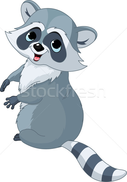 Cute cartoon raccoon Stock photo © Dazdraperma