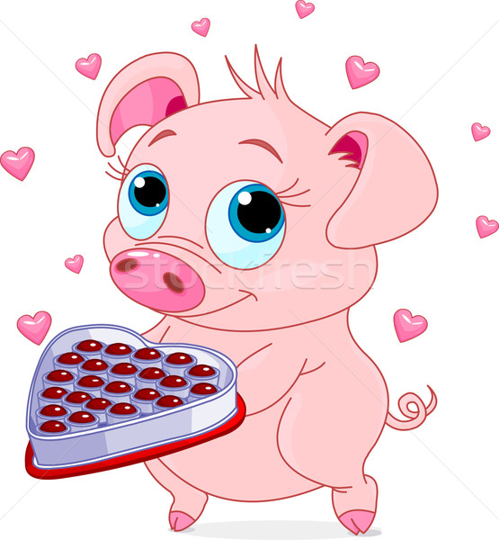 Foto stock: Amor · cerdito · cute · pequeño · forma · de · corazón