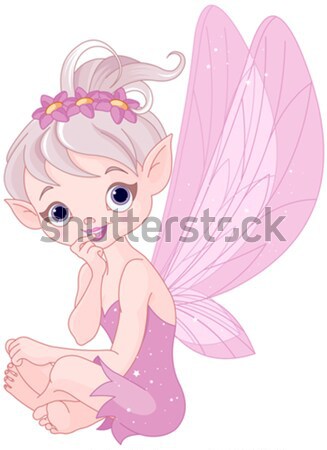 Pixie fairy on rainbow Stock photo © Dazdraperma