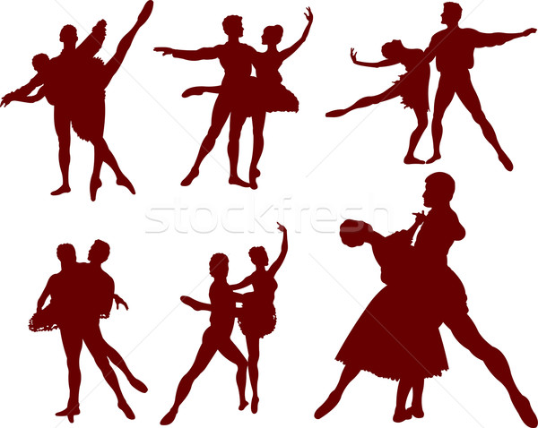 [[stock_photo]]: Ballet · couple · silhouettes · danseurs · danse