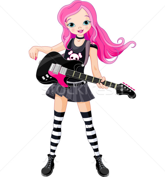 Rocksztár lány játszik gitár hideg punk Stock fotó © Dazdraperma