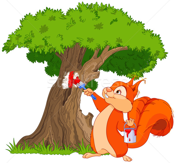 Squirrel painter Stock photo © Dazdraperma