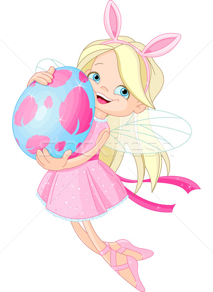 Cute Fairy flying with Easter Egg Stock photo © Dazdraperma