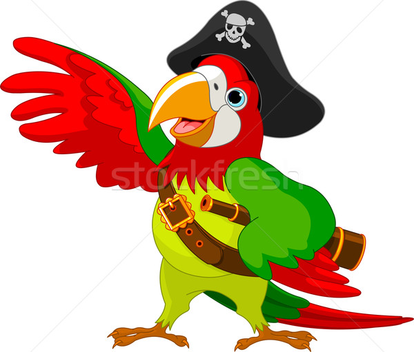 Piraten Papagei Illustration sprechen Schädel hat Stock foto © Dazdraperma