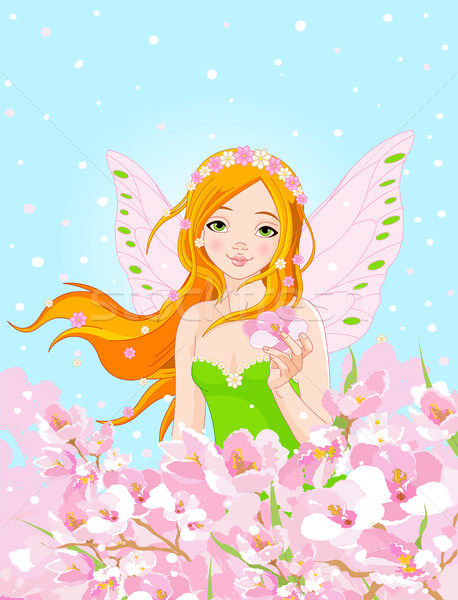Spring Fairy And Blossom Flowers Vector Illustration C Anna
