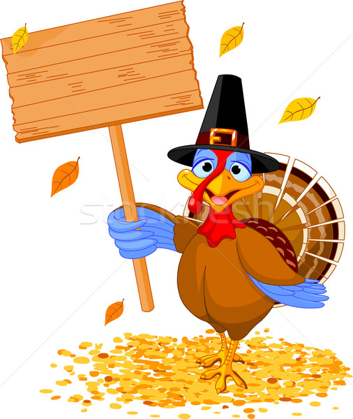 Stock photo: Thanksgiving turkey holding sign 