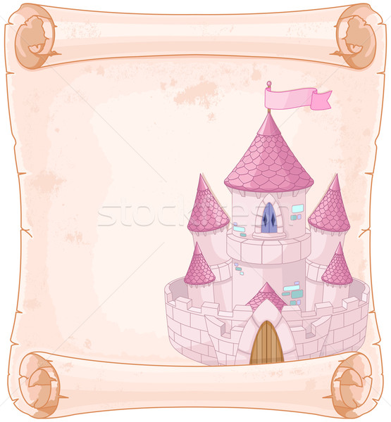Conto de fadas pergaminho castelo projeto papel cartão Foto stock © Dazdraperma
