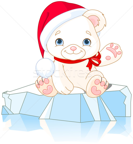 Christmas niedźwiedzia polarnego lodu baby dziecko młodych Zdjęcia stock © Dazdraperma