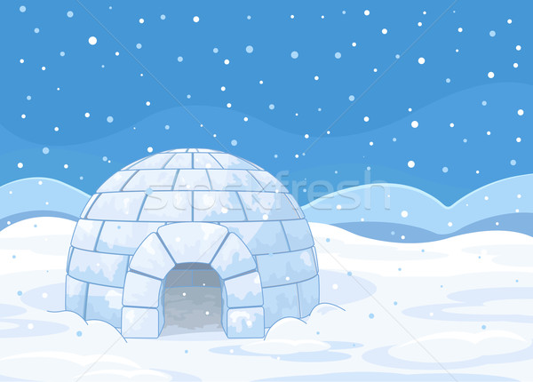 Foto stock: Iglú · ilustración · invierno · paisaje · casa · nieve