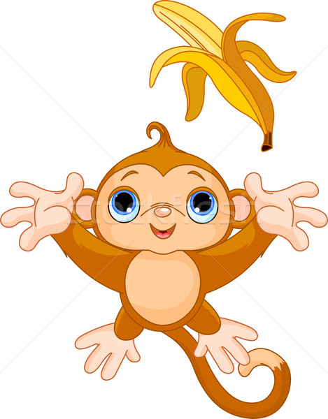 Funny Monkey catching banana Stock photo © Dazdraperma