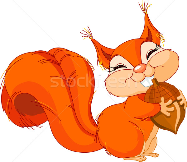 Veveriţă piuliţă drăguţ desen animat ghinda Imagine de stoc © Dazdraperma