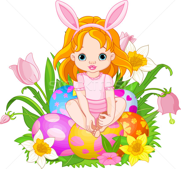 Cute Ostern Illustration Sitzung Ostereier Stock foto © Dazdraperma