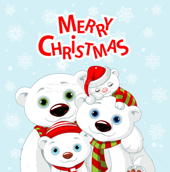 Stock photo: Christmas bear family greeting card