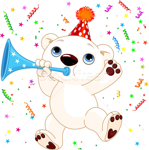 Jegesmedve buli illusztráció aranyos ünnepel születésnap Stock fotó © Dazdraperma