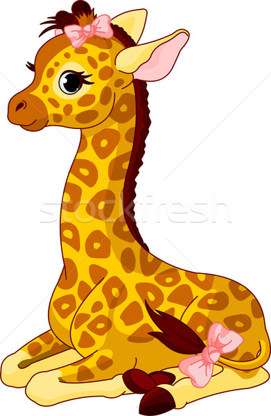 Stockfoto: Giraffe · boeg · illustratie · weinig · cute