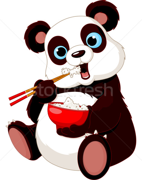 Panda Essen Reis Essstäbchen Kunst Spaß Stock foto © Dazdraperma