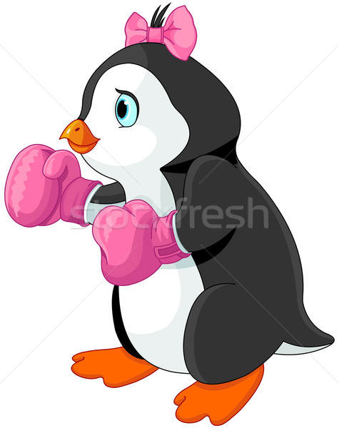 Penguin girl boxer Stock photo © Dazdraperma