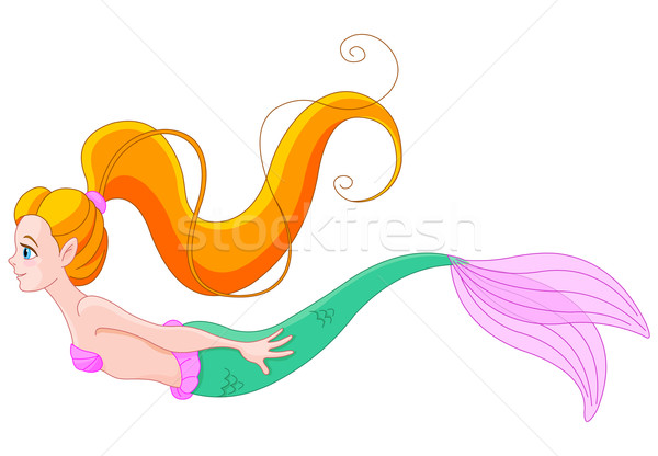 Cute red haired mermaid Stock photo © Dazdraperma