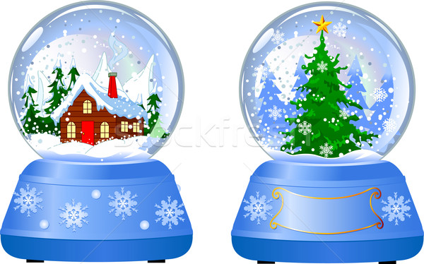 Twee christmas sneeuw globes illustratie mooie Stockfoto © Dazdraperma