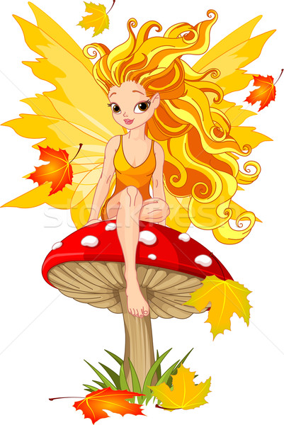 Autumn Fairy on the Mushroom  Stock photo © Dazdraperma